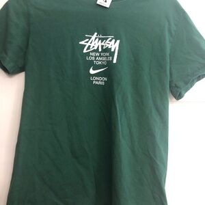 Stussy x Nike international Green Short Sleeve Tee with White Logo